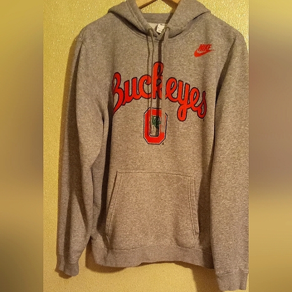 MEDIUM MEN'S NIKE OHIO BUCKEYE HOODIE FLEECE PULLOVER GRAY. - Picture 2 of 4